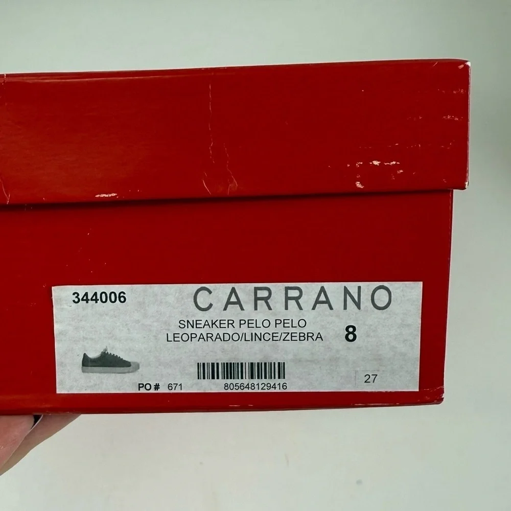 Carrano Leopard Sneakers Womens Size 8 Tan Black Animal Print with Box